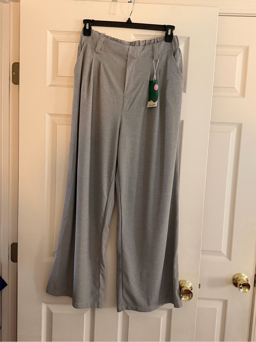 HALARA Light Gray Wide-Leg Pleated Pants
